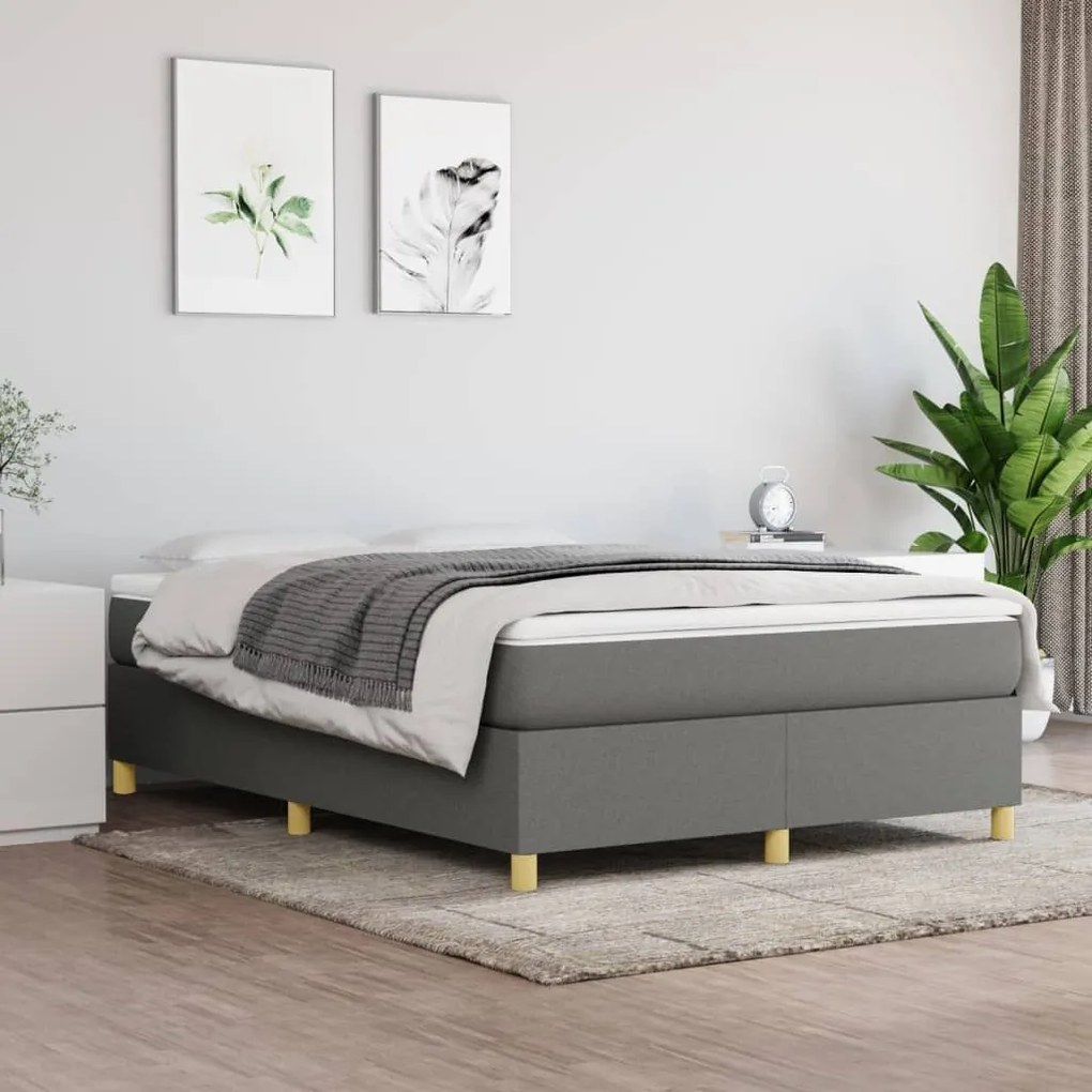 ΚΡΕΒΑΤΙ BOXSPRING ΜΕ ΣΤΡΩΜΑ ΣΚΟΥΡΟ ΓΚΡΙ 140X200 ΕΚ ΥΦΑΣΜΑΤΙΝΟ 3144523