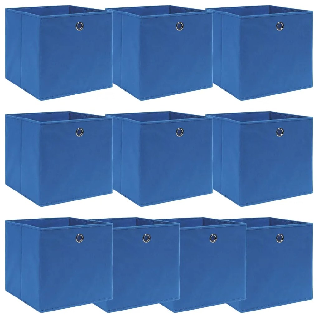 vidaXL Κουτιά Αποθήκευσης 10 τεμ. Μπλε 32 x 32 x 32 εκ. Υφασμάτινα