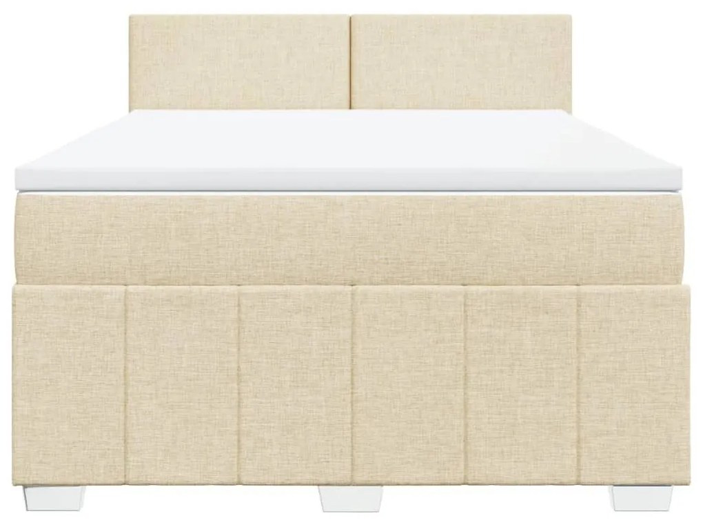 Κρεβάτι Boxspring με Στρώμα Κρεμ 160x200 εκ. Υφασμάτινο - Κρεμ