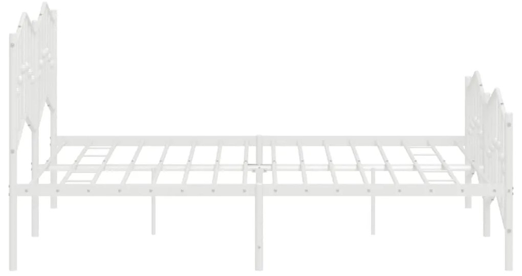 vidaXL Πλαίσιο Κρεβατιού με Κεφαλάρι/Ποδαρικό Λευκό 183x213εκ. Μέταλλο
