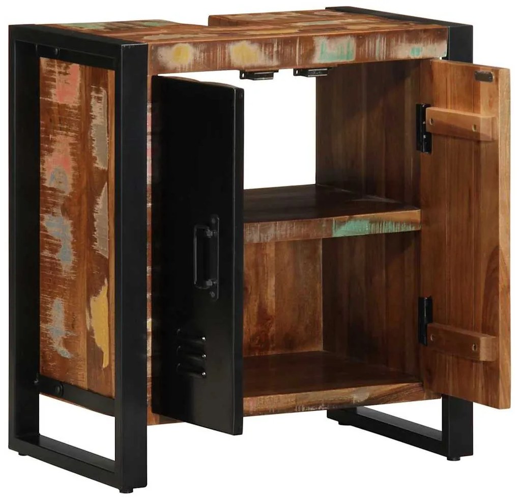 vidaXL Ντουλάπι Μπάνιου Καφέ 55 x 35 x 60 εκ. Στερεό Ανακτηθέν Ξύλο