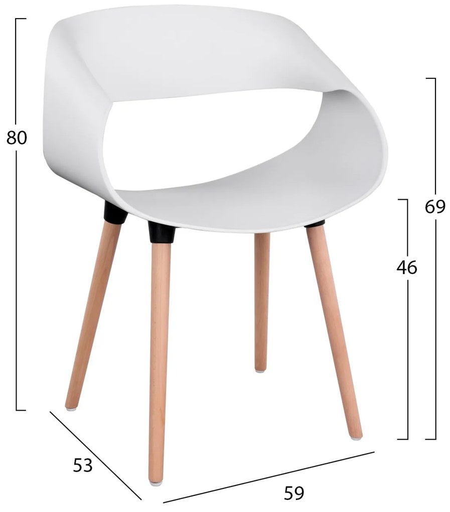 Σετ τραπεζαρίας MAGGIE C21186 5τμχ σε Λευκό MDF TOP & Καρέκλα Πολυπροπυλενίου 120x120x75 εκ.