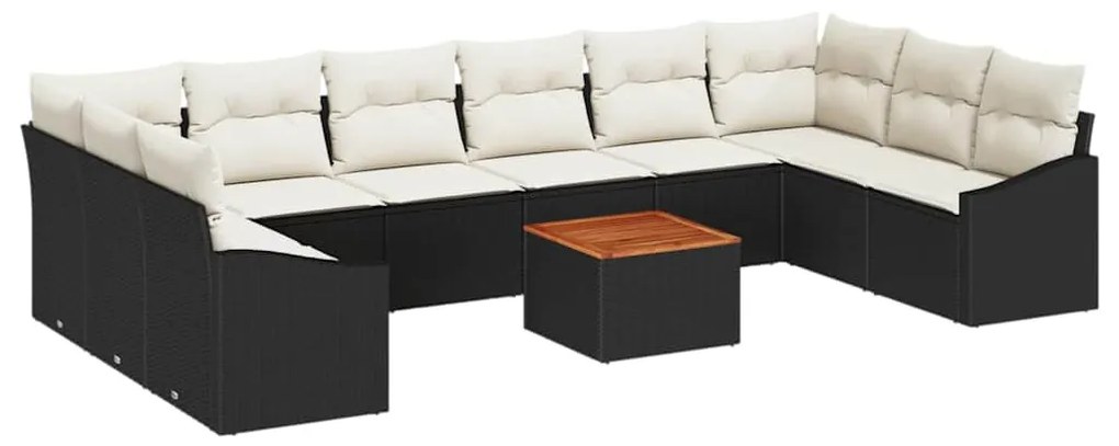 vidaXL Σετ Καναπέ Κήπου με μαξιλάρι 11 pcs Μαύρο Πολυ ράταν