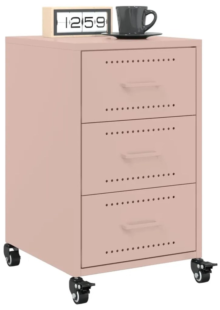 vidaXL Κομοδίνο Ροζ 36x39x59 εκ. από Χάλυβα