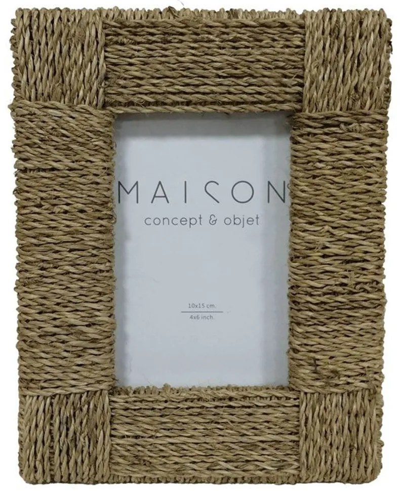 Κορνίζα Για Φωτογραφία 10x15cm Zibu 032636 23x18x3cm Natural Γυαλί,Seagrass