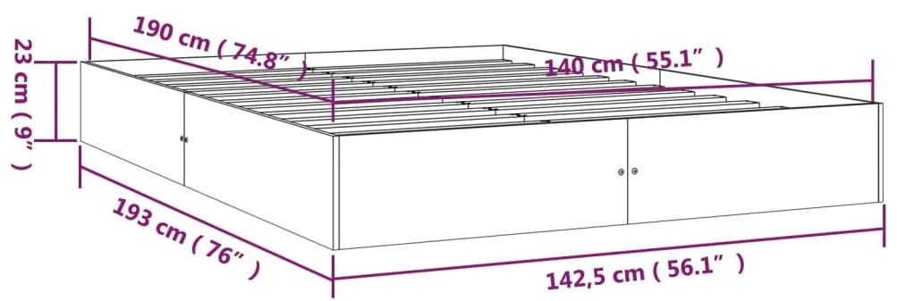 ΠΛΑΙΣΙΟ ΚΡΕΒΑΤΙΟΥ 140 X 190 ΕΚ. ΑΠΟ ΜΑΣΙΦ ΞΥΛΟ 820082