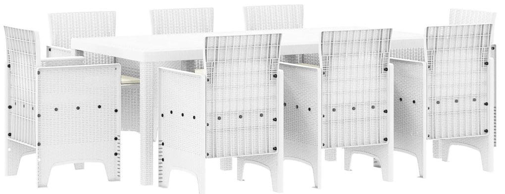 vidaXL Σετ Τραπεζαρίας Κήπου 9 pcs Λευκό