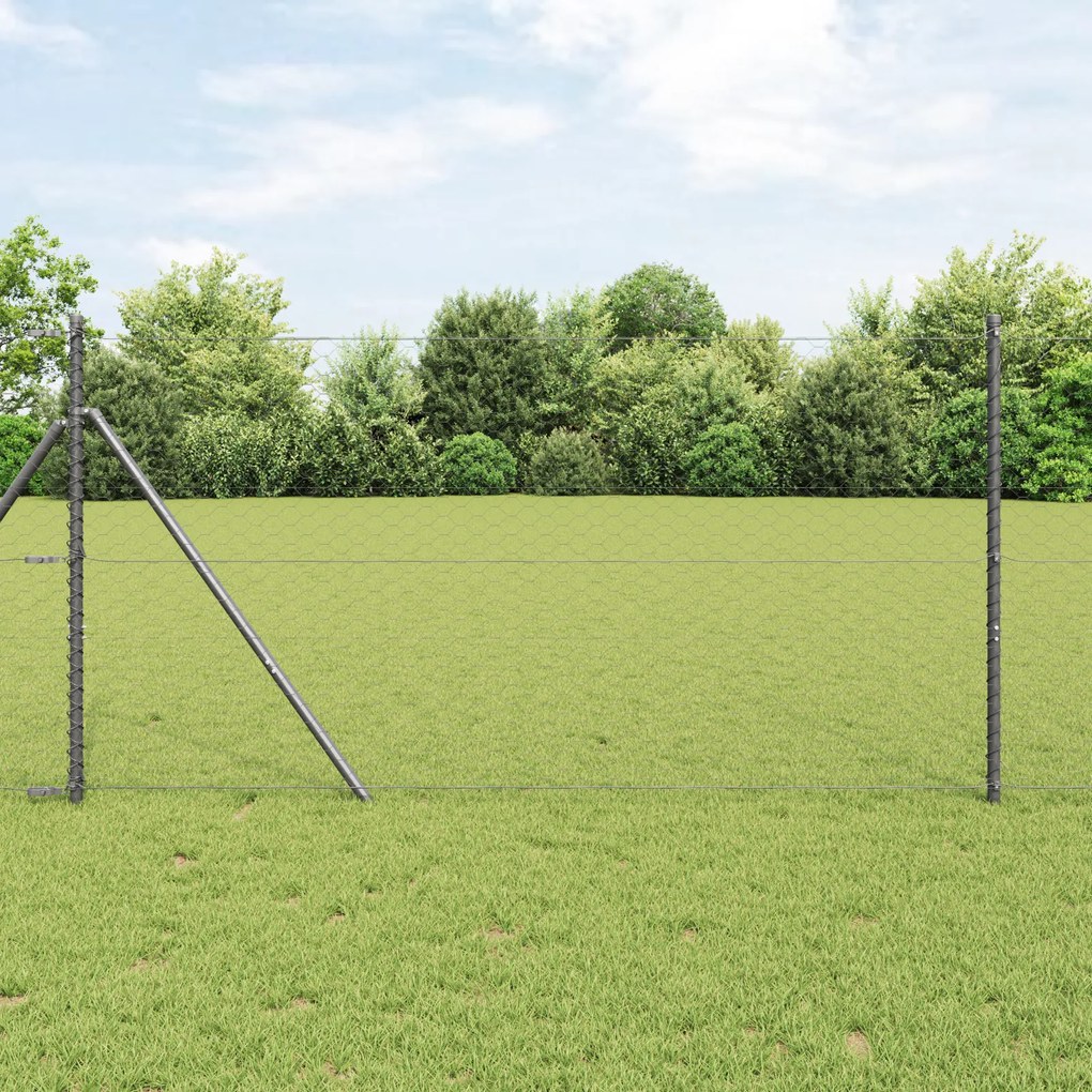 vidaXL Hexagon Fence Γκρι 1.4x25 μ. Χάλυβας