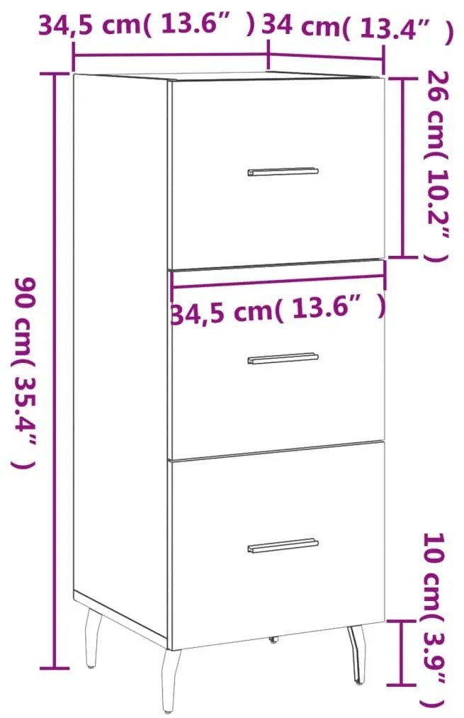 Ντουλάπι Γυαλιστερό Λευκό 34,5x34x90 εκ. Επεξεργασμένο Ξύλο 828622