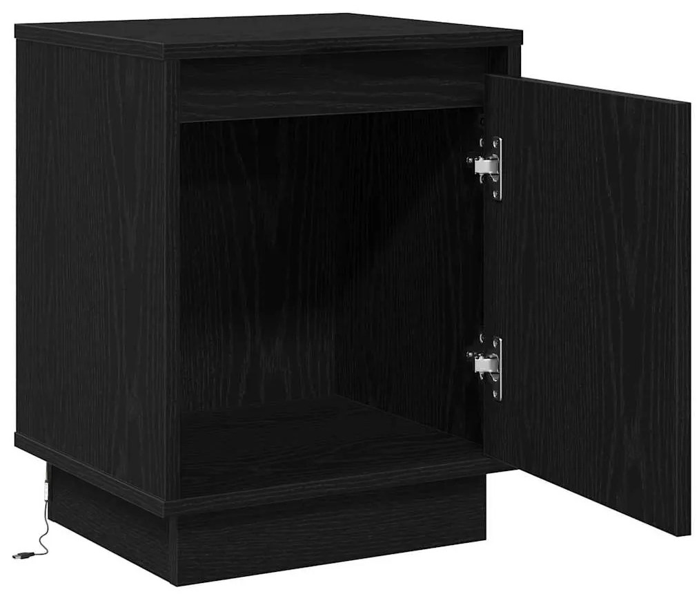 vidaXL Κομοδίνο με 2 pcs Μαύρο 39 x 34.5 x 50 εκ. Επεξεργασμένο ξύλο