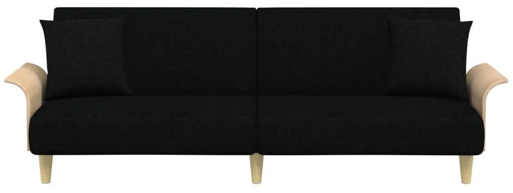 Καναπές Κρεβάτι με Μπράτσα Μαύρος Υφασμάτινος - Μαύρο