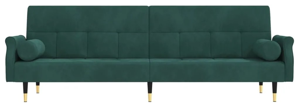 vidaXL Καναπές Κρεβάτι Σκούρο Πράσινο Βελούδινος με Μαξιλάρια