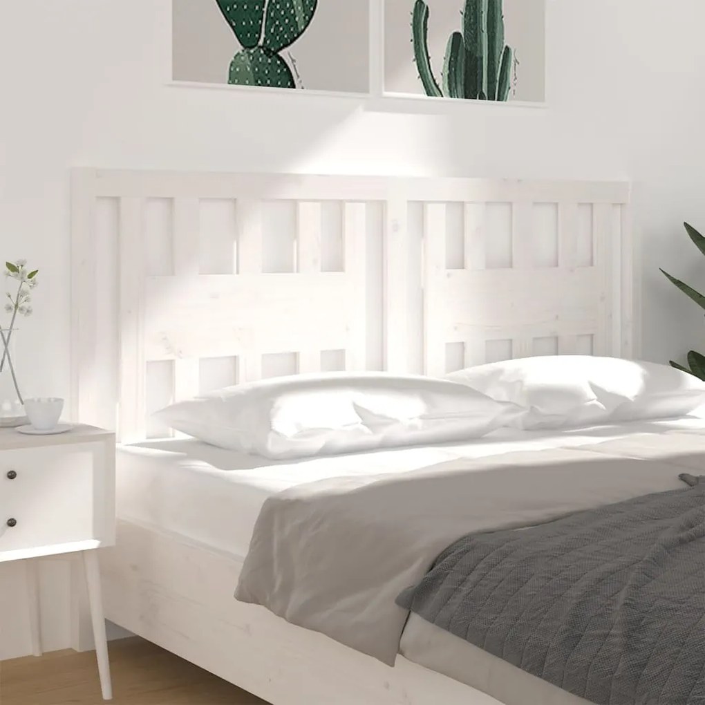 vidaXL Κεφαλάρι Λευκό 141 x 4 x 100 εκ. Μασίφ Ξύλο Πεύκου