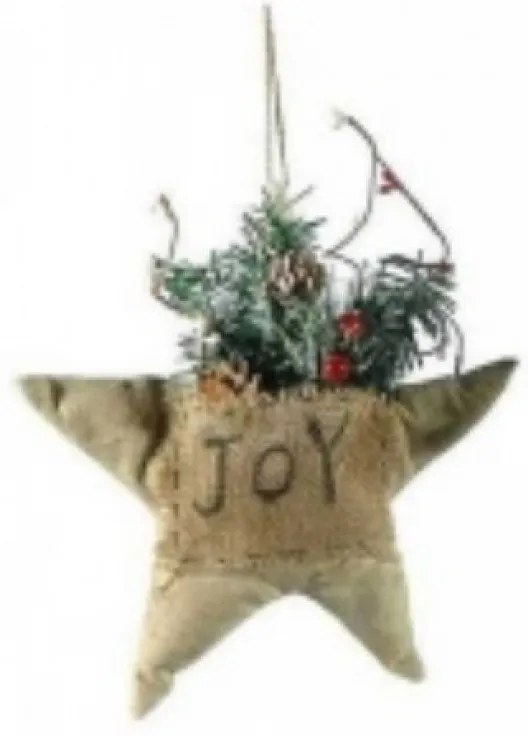 A&amp;G Κρεμαστό Στολίδι Υφασμάτινο 'Joy' 25cm Αστέρι Μπεζ 9763221