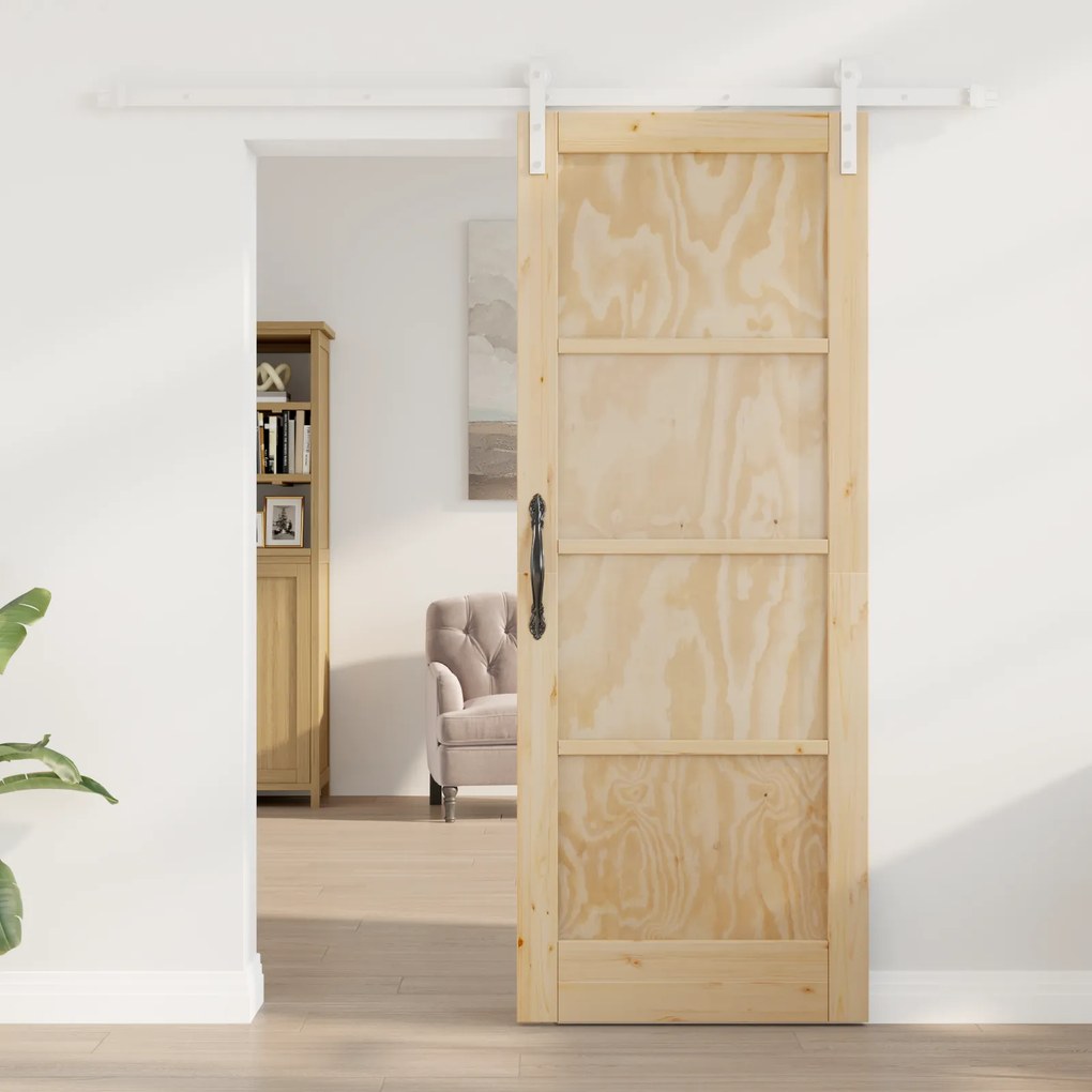vidaXL Συρόμενη Πόρτα με Σετ Υλικών 78x202 εκ. Μασίφ Ξύλο Πεύκου