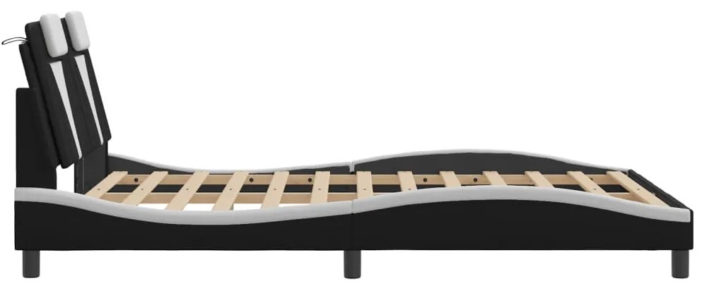 vidaXL Σκελετός Κρεβατιού Viana Χωρίς Στρώμα Μαύρο/Λευκό 140x190εκ.Συνθ. Δέρμα