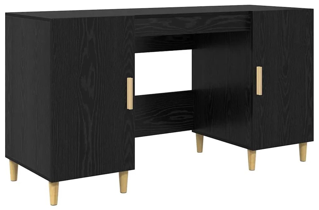 vidaXL Γραφείο με ράφι Μαύρη Οξυά 140 x 50 x 75 εκ. Επεξεργασμένο ξύλο