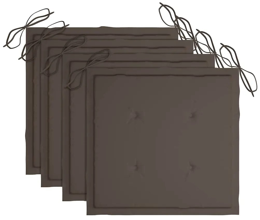 vidaXL Καρέκλες Κήπου 4 τεμ. από Μασίφ Ξύλο Teak με Taupe Μαξιλάρια