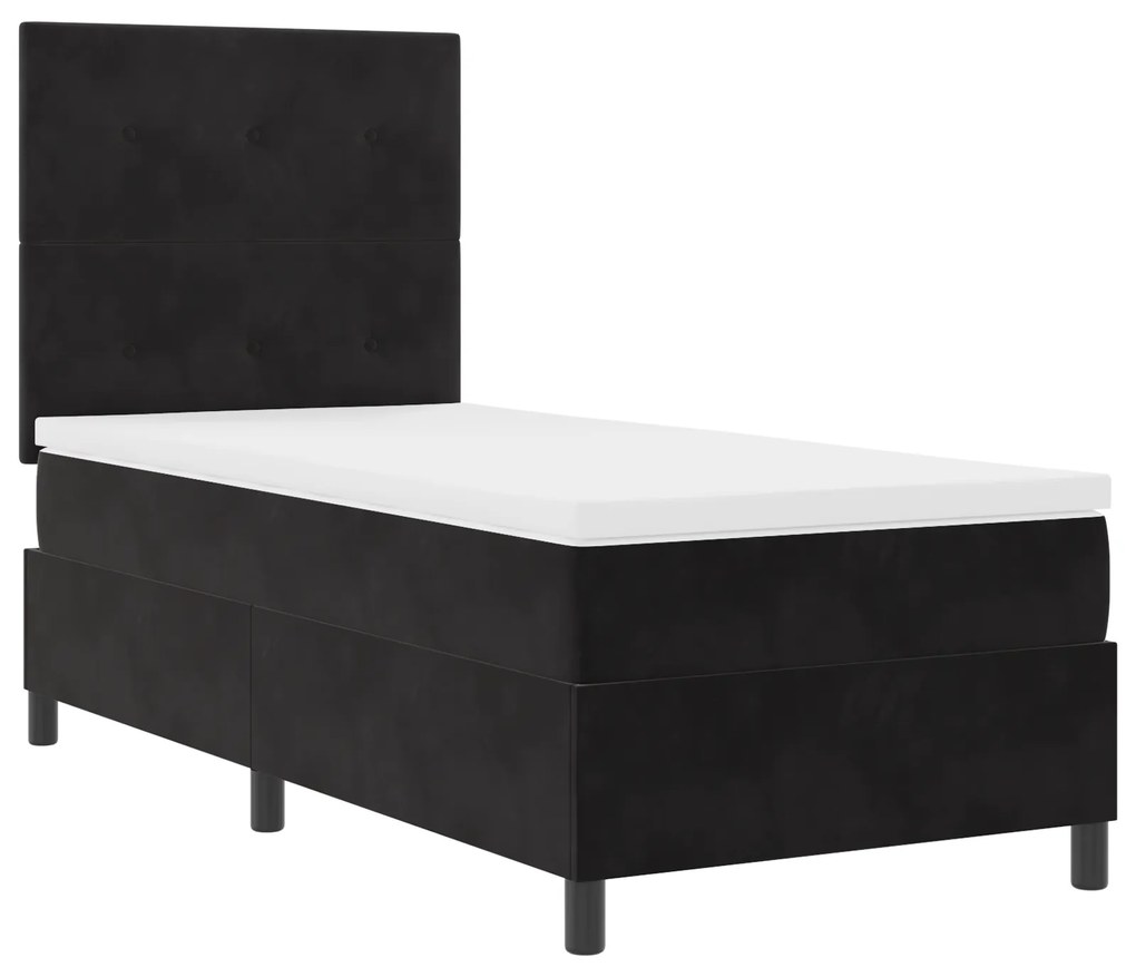 vidaXL Κρεβάτι Box Spring με Στρώμα & LED Μαύρο 80x200 cm Βελούδο