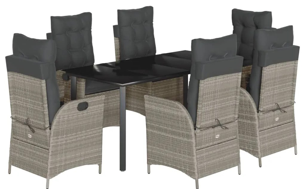 vidaXL Σετ Τραπεζαρίας Κήπου 7 τεμ. Αν. Γκρι Συνθ. Ρατάν με Μαξιλάρια