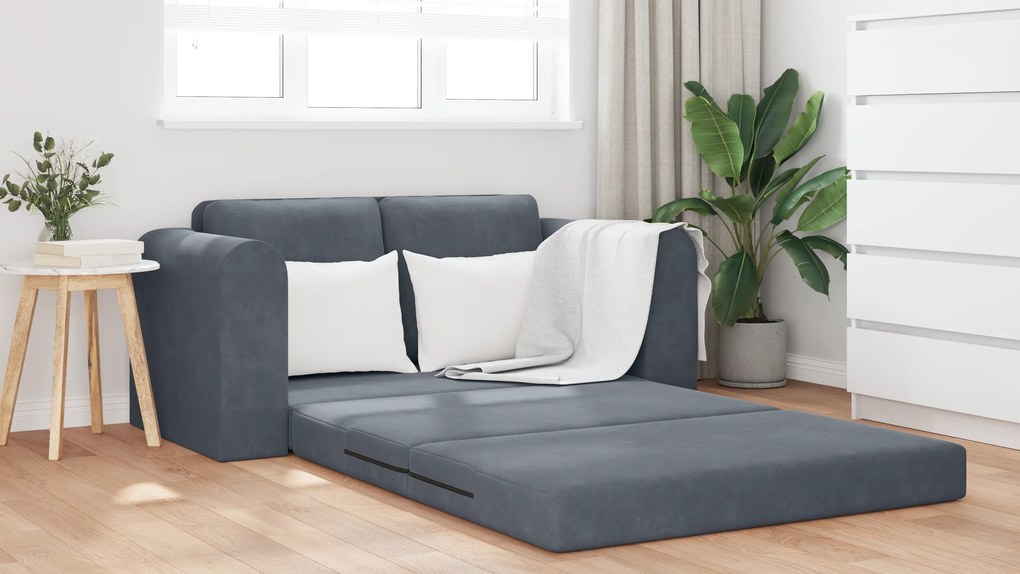 vidaXL Καναπές Δαπέδου 2 σε 1 Σκούρος Γκρι 148x71x83 εκ. Βελούδο