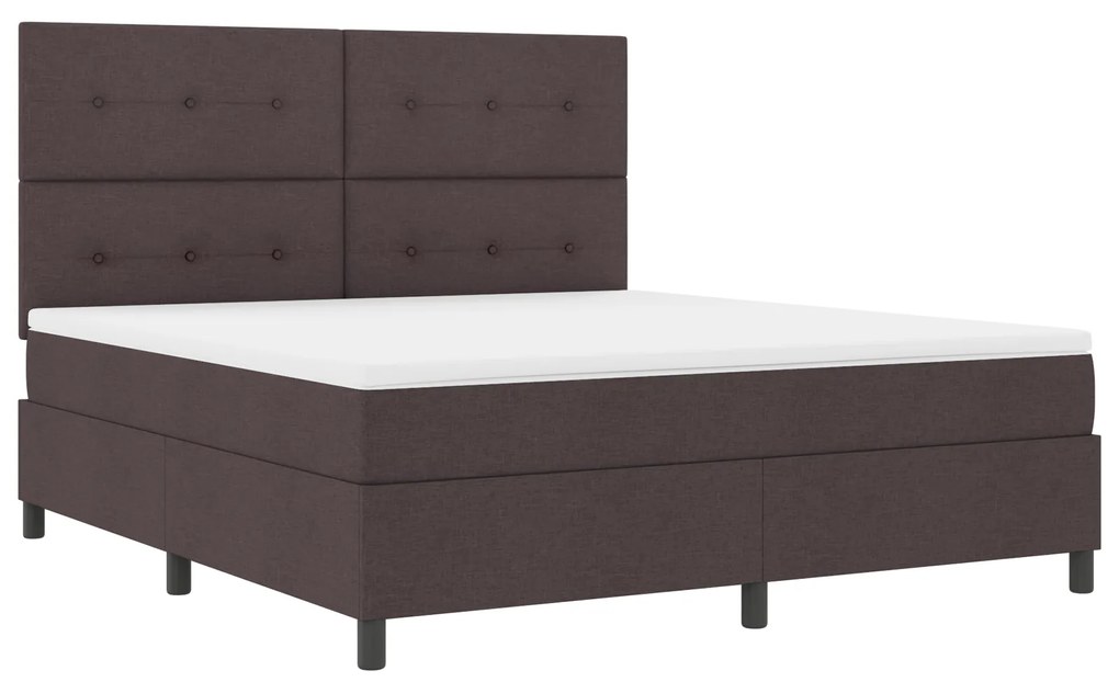 vidaXL Κρεβάτι Box Spring με Στρώμα Σκούρο Καφέ Σούπερ Κινγκ Ύφασμα