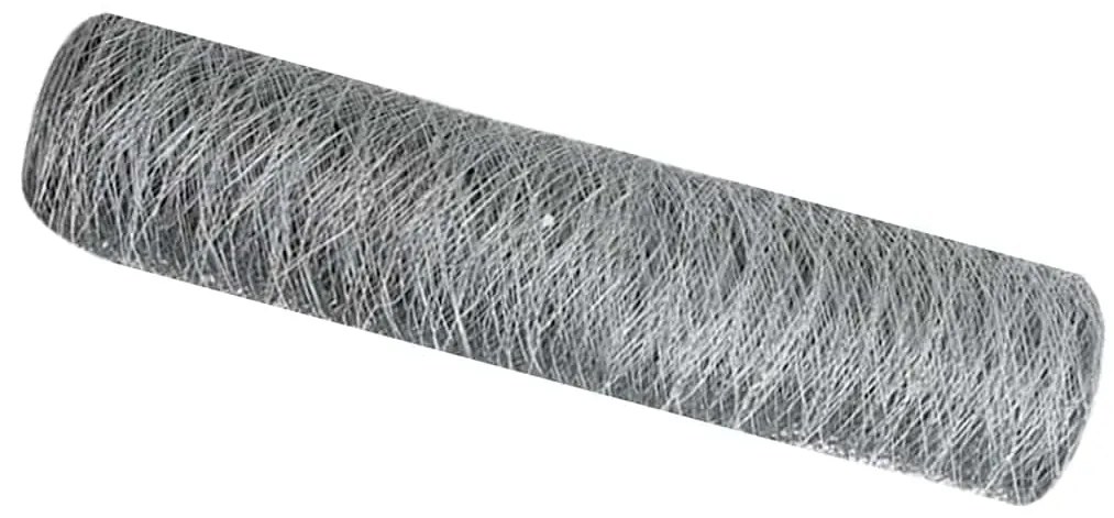 vidaXL Φράχτης Εξαγώνου Ασημί 0,6 x 50 μ. Γαλβανισμένος χάλυβας