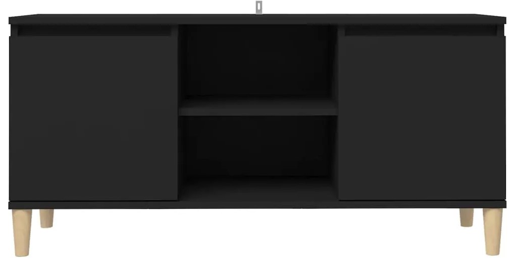 vidaXL Έπιπλο Τηλεόρασης Καφέ Μαύρο 103,5x35x50εκ. Μασίφ Ξύλινα Πόδια