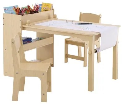 VEVOR Kids Art Table and 2 Chairs Toddler Craft and Play Table with A Cabinet