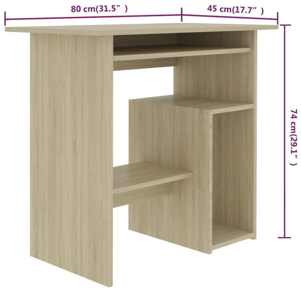 Γραφείο Χρώμα Sonoma Δρυς 80 x 45 x 74 εκ. από Επεξ. Ξύλο - Καφέ