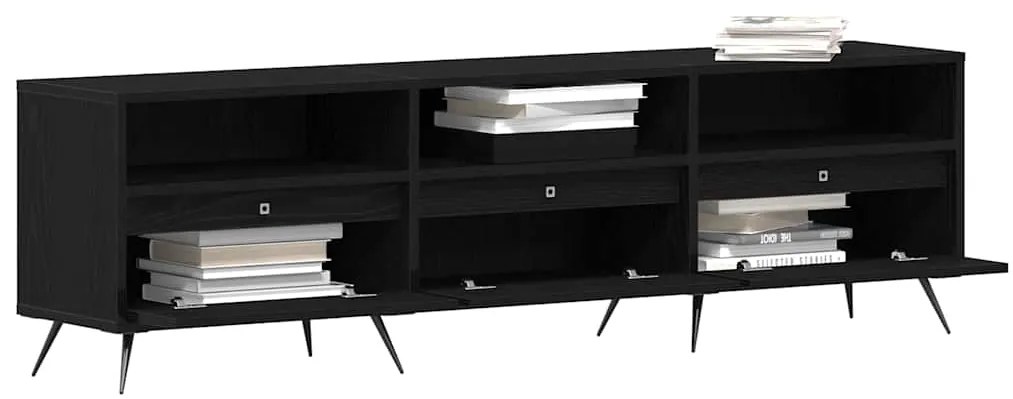 vidaXL Ντουλάπι TV Μαύρη δρυς 150 x 30 x 44.5 εκ. Επεξεργασμένο ξύλο