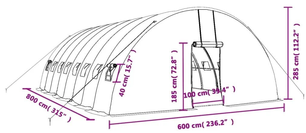 ΘΕΡΜΟΚΗΠΙΟ ΜΕ ΑΤΣΑΛΙΝΟ ΠΛΑΙΣΙΟ ΠΡΑΣΙΝΟ 48 Μ² 8 X 6 X 2,85 Μ. 3188107