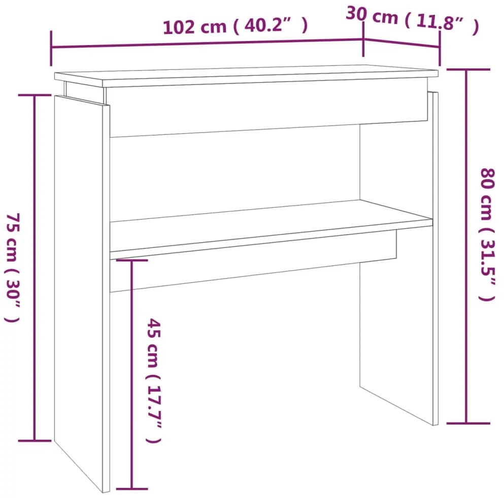 vidaXL Τραπέζι Κονσόλα Καφέ Δρυς 102 x 30 x 80 εκ. Επεξεργασμένο Ξύλο