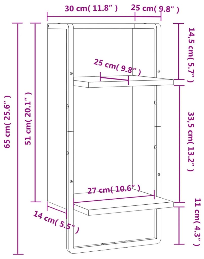 ΡΑΦΙ ΤΟΙΧΟΥ ΜΕ ΜΠΑΡΑ ΓΚΡΙ SONOMA 30 X 25 X 65 ΕΚ. 836301