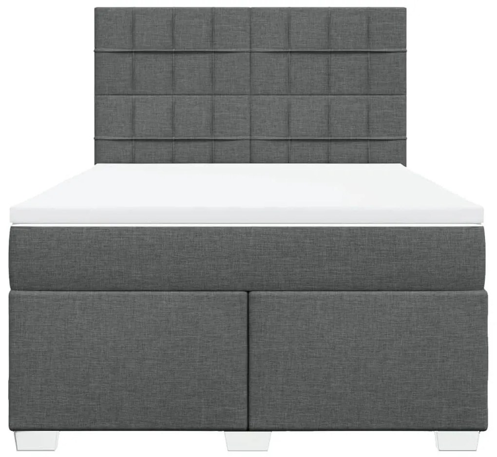 Κρεβάτι Boxspring με Στρώμα Σκούρο Γκρι 140x200 εκ Υφασμάτινο - Γκρι