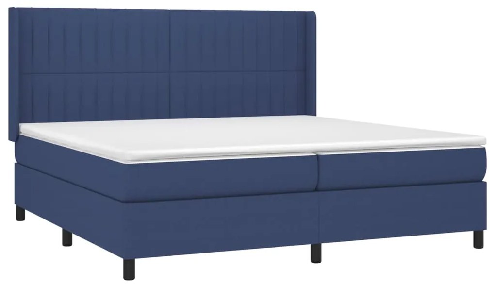 vidaXL Κρεβάτι Boxspring με Στρώμα Μπλε 200x200 εκ. Υφασμάτινο