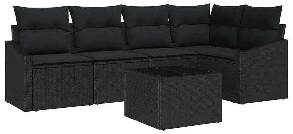vidaXL Σετ Καναπέ με μαξιλάρι 6 pcs Μαύρο συνθετικό ρατάν