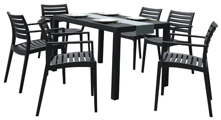 Σετ Τραπεζαρίας 7τμχ Ares Artemis Black 140Χ80Χ75εκ.