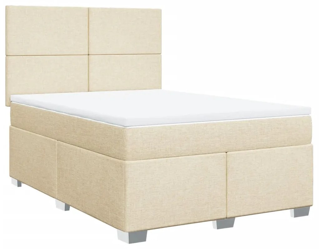 ΚΡΕΒΑΤΙ BOXSPRING ΜΕ ΣΤΡΩΜΑ ΚΡΕΜ 140X190 ΕΚ. ΥΦΑΣΜΑΤΙΝΟ 3290481