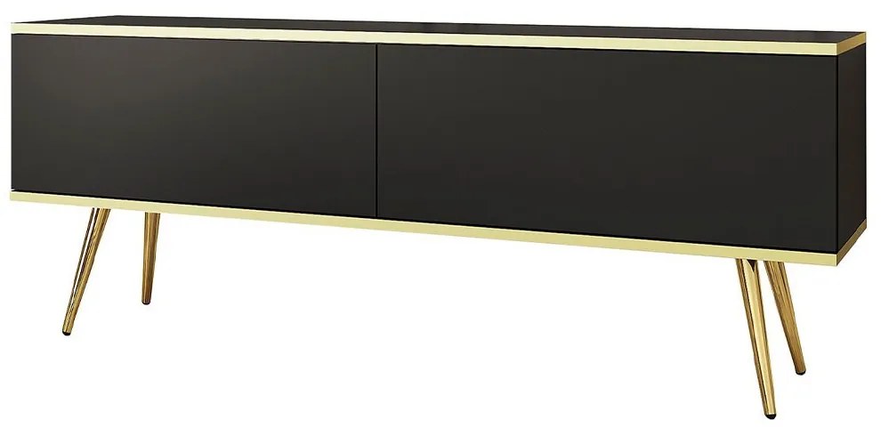 Έπιπλο Τηλεόρασης Oro STVc+GL 135x32x53cm Anthracite-Gold