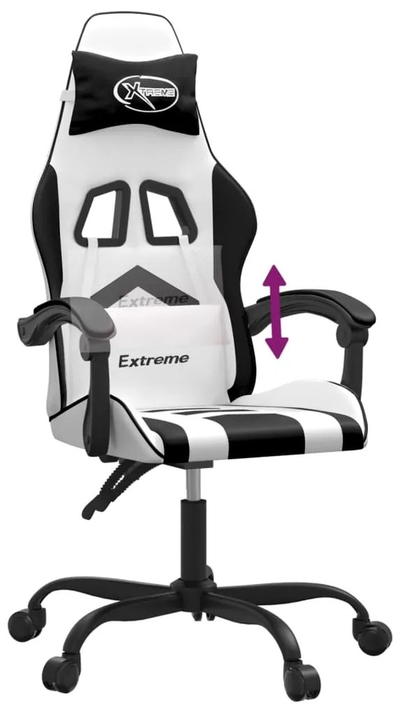 vidaXL Καρέκλα Gaming Λευκό/Μαύρο από Συνθετικό Δέρμα