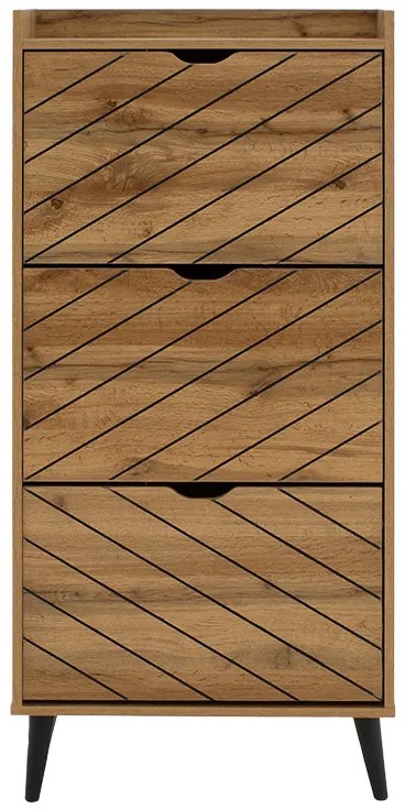 Παπουτσοθήκη Thelma pakoworld 12 ζεύγων oak 60x23.8x131.6εκ
