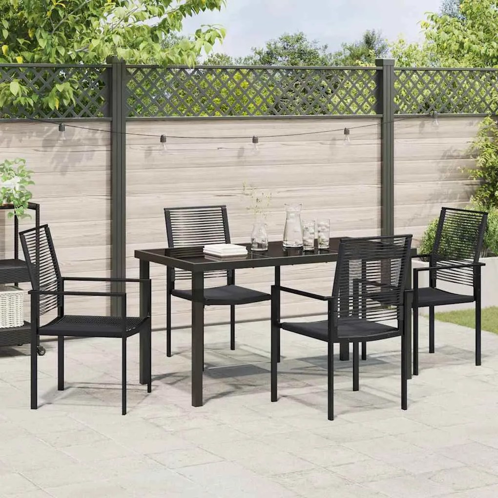 vidaXL Σέτ φαγητού για κήπο 5 pcs Μαύρο PVC ρατάν