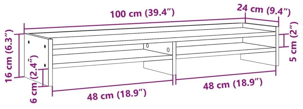 Βάση Οθόνης Sonoma Δρυς 100x24x16 εκ. από Επεξ. Ξύλο - Καφέ