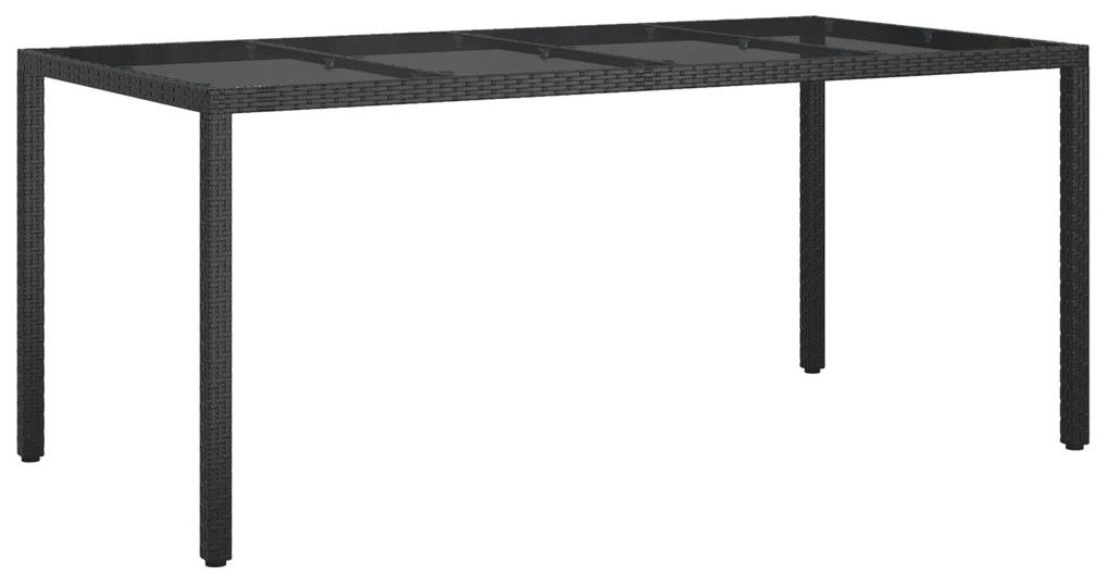 vidaXL Τραπέζι Φαγητού Μαύρο 190x90x75 εκ. Πολυ Ρατάν