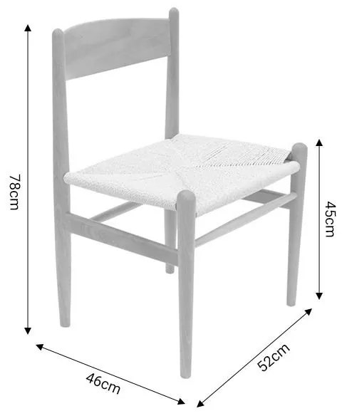 Καρέκλα Conan φυσικό ξύλο oξιάς-έδρα φυσικό σχοινί 52x46x78εκ 52x46x78 εκ.
