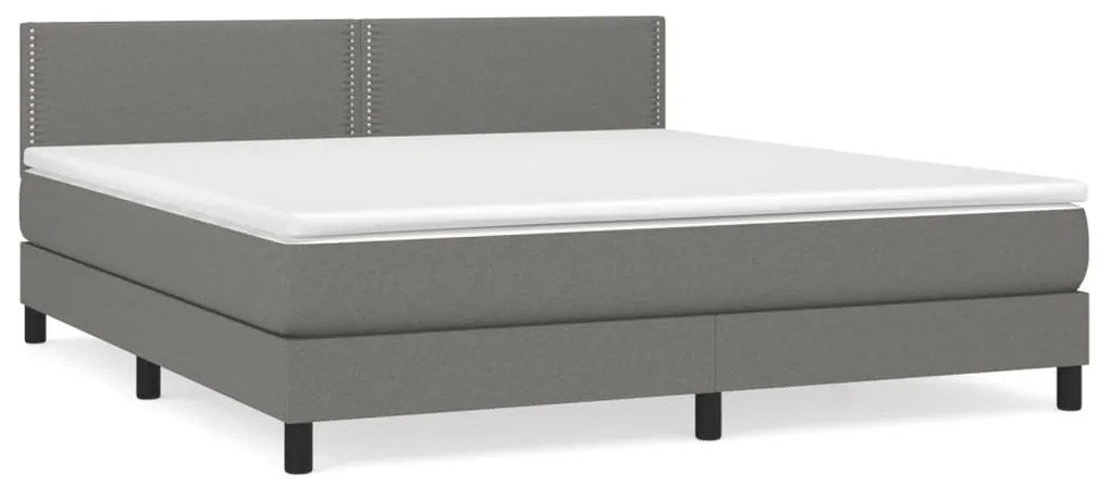 Κρεβάτι Boxspring με Στρώμα Σκούρο Γκρι 160x200 εκ Υφασμάτινο - Γκρι