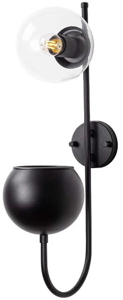 Φωτιστικό Τοίχου - Απλίκα Pot 942FLG2158 15x23x61cm E14 40W Black-Clear Opviq