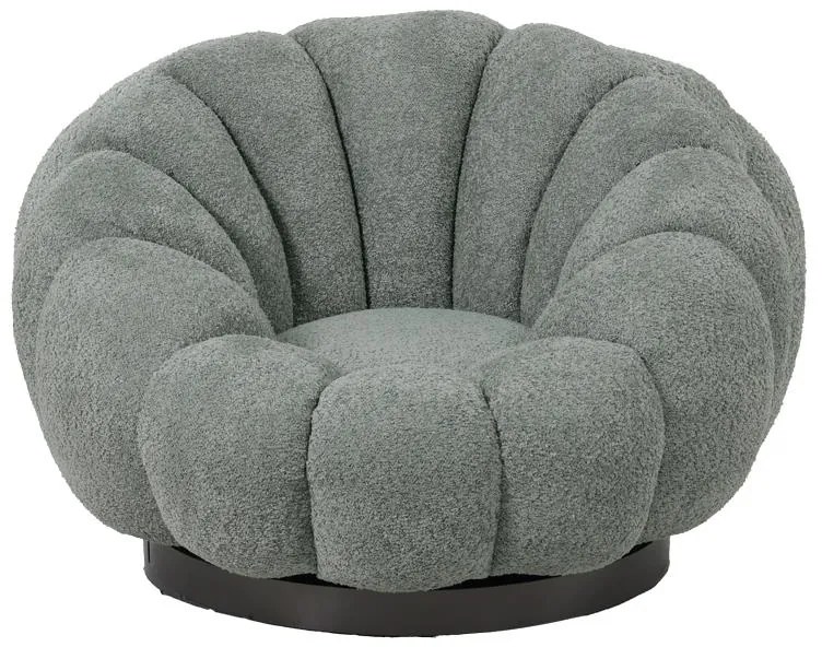 Πολυθρόνα περιστρεφόμενη με σκαμπό Nester μπουκλέ ύφασμα σε φυστικί απόχρωση 98x97x69εκ 98x97x69 εκ.