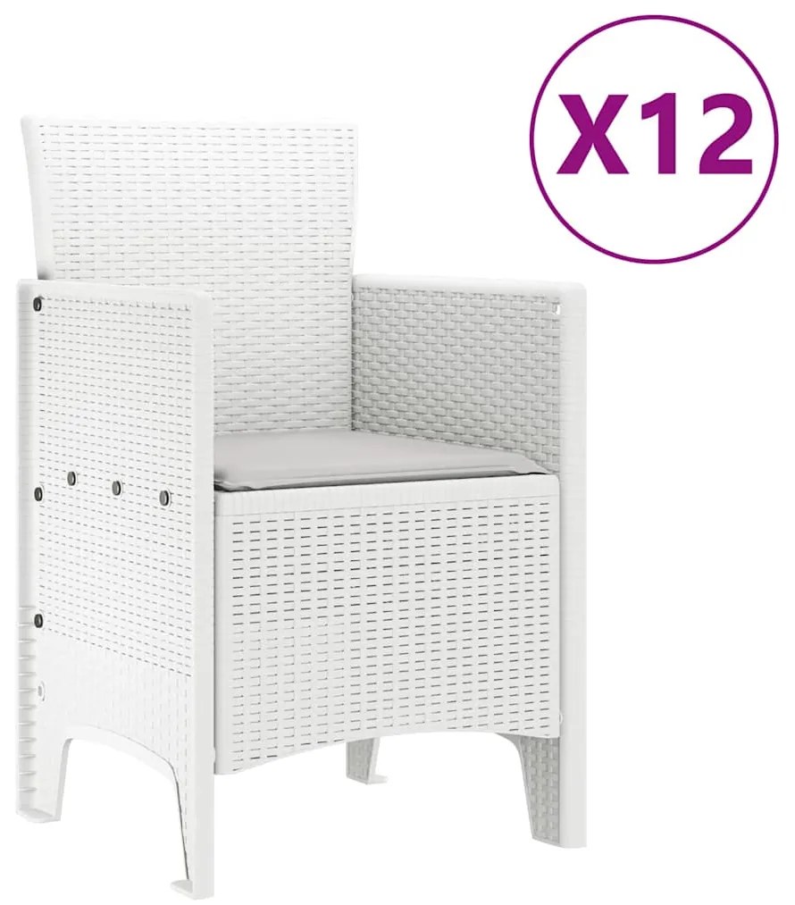 vidaXL Σέτ φαγητού για κήπο με μαξιλάρι 13 pcs Λευκό και Ανοιχτό γκρι